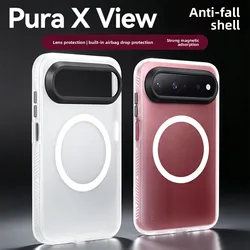 Matte Frosted Shield Translucent Magnetic Skin - Friendly Acrylic Armor Back Cover Case for Huawei Pura X View (White)