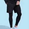 Men's Running Pants 2 In 1 Cropped Pants Compression Running Trousers Quick Dry Fitness Gym Leggings Training Bottoms 6