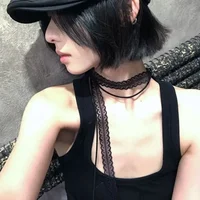 Collier ras du cou pour femmes, Sexy, noir et blanc, pendentif avec nœud papillon, chaîne de clavicule courte, gothique, bijoux esthétiques 4
