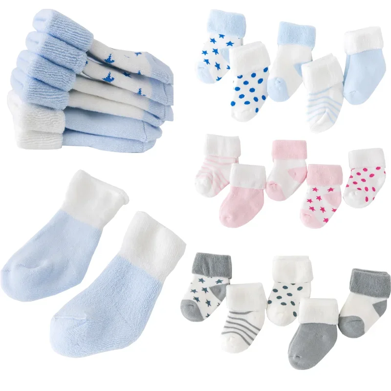 5Pair/lot New boy and girl baby socks thick newborn autumn and winter warm foot sock baby socks