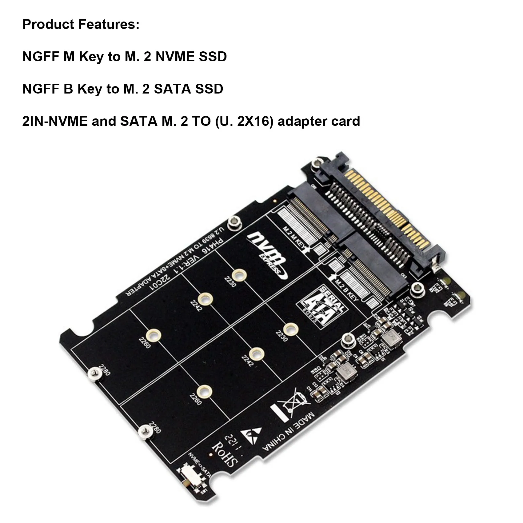 PCIE3.0 NVME NGFF-U.2 SFF8639  ī, M.2 NVME-U.2  ī,  ̽ Ȯ ī, SSD HDD Ŭ