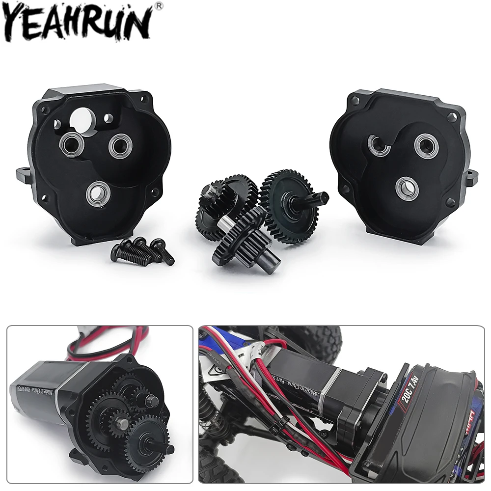 Yeahrun Metal Gearbox Assembly Trasmissione Con Ingranaggi Interni Per 1/18 Rc Crawler Car Trx4M 9791 Bronco Defender Parts