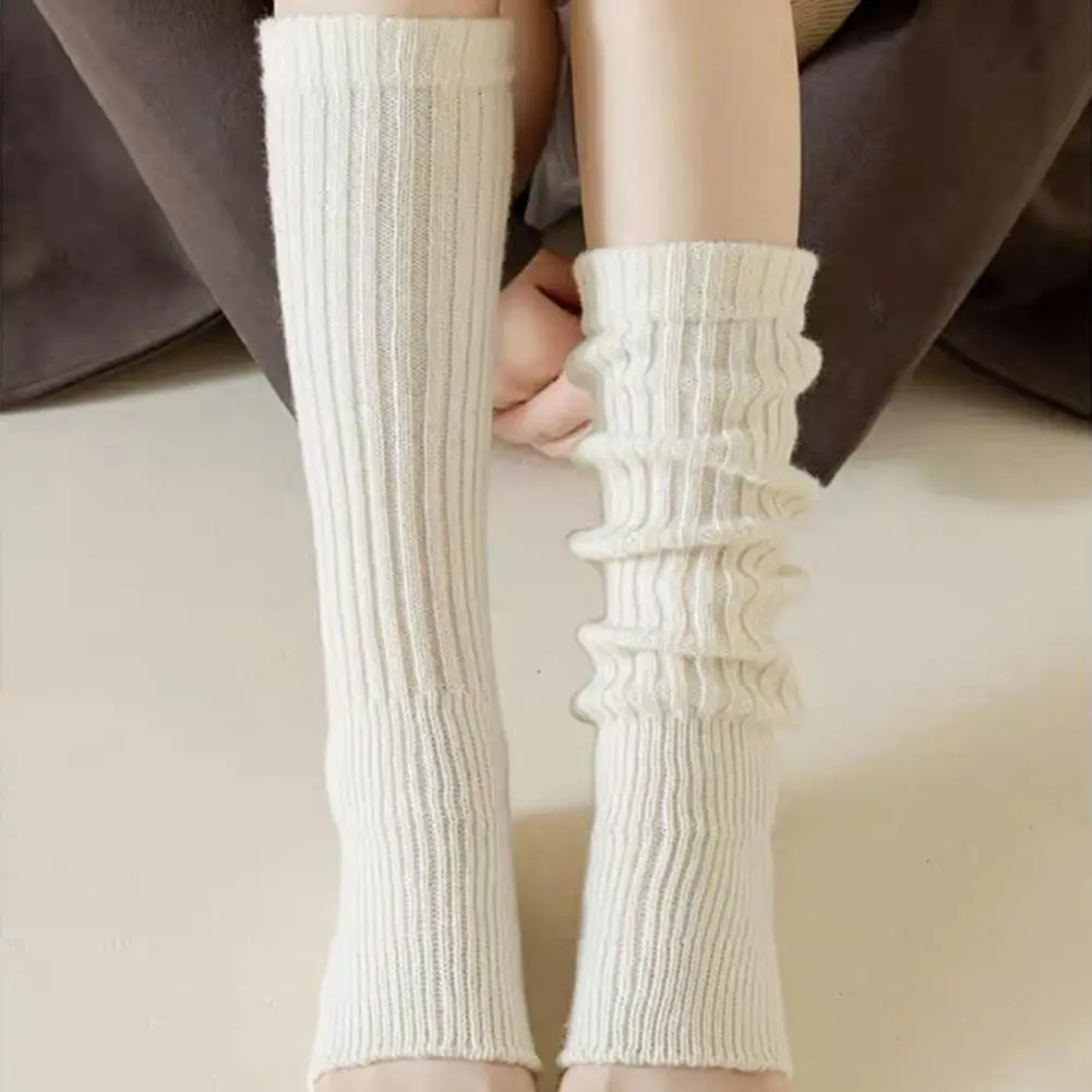 

Leg Warmers Japanese Style Mid-calf Striped Women's Socks with High Elasticity Anti-slip Features Soft Breathable