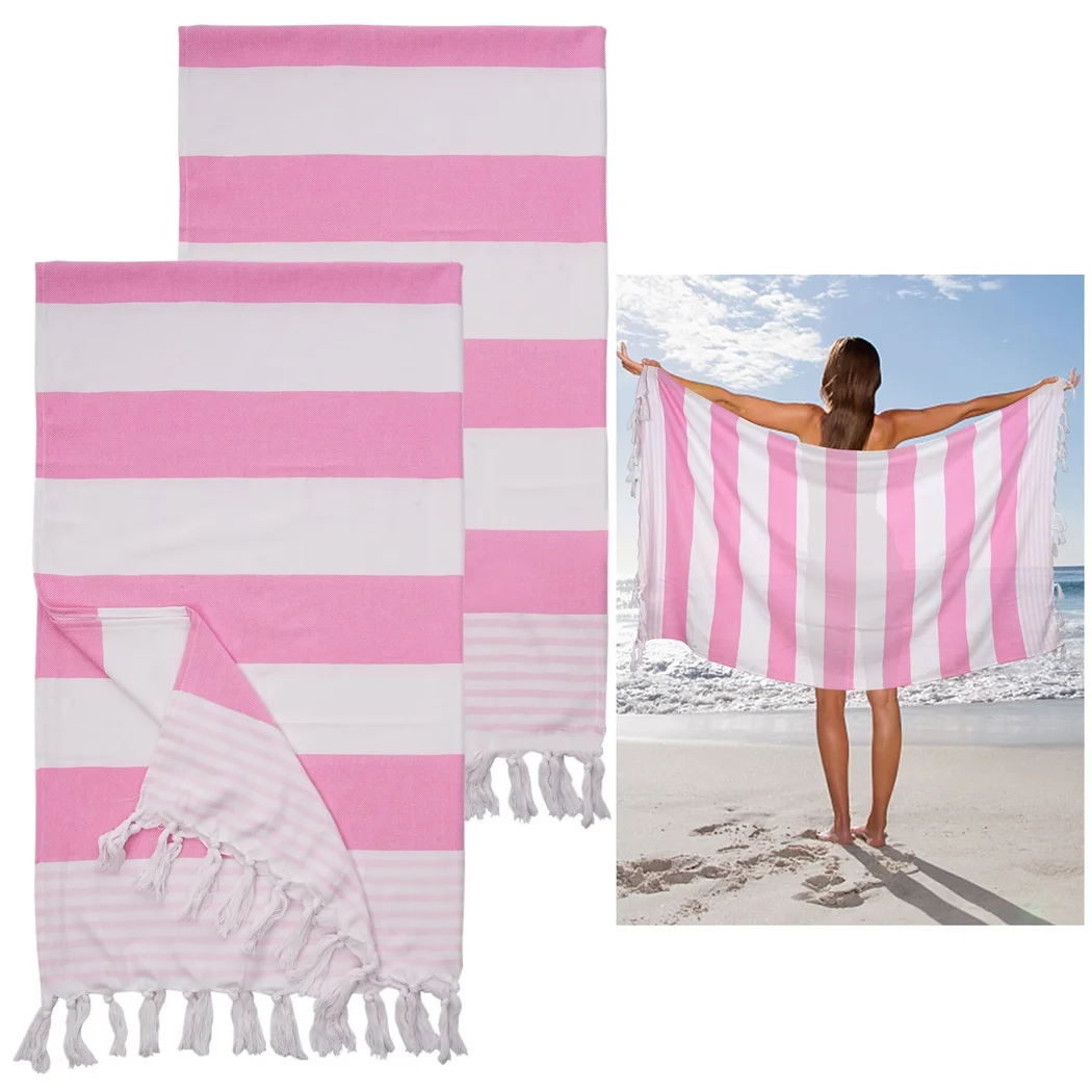 2Pcs Turkish Beach Towels Cotton Absorbent Quick-Dry Towels Oversized Beach Blankets Lightweight Travel Bath For Beaches