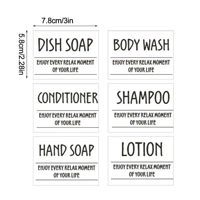 Bathroom Labels Sticker Set 3/4/6pcs Waterproof Soap Dispenser Stickers Bottle Label Farmhouse Bathroom Kitchen Hand Soap Shampoo Lotion Conditioner Labels