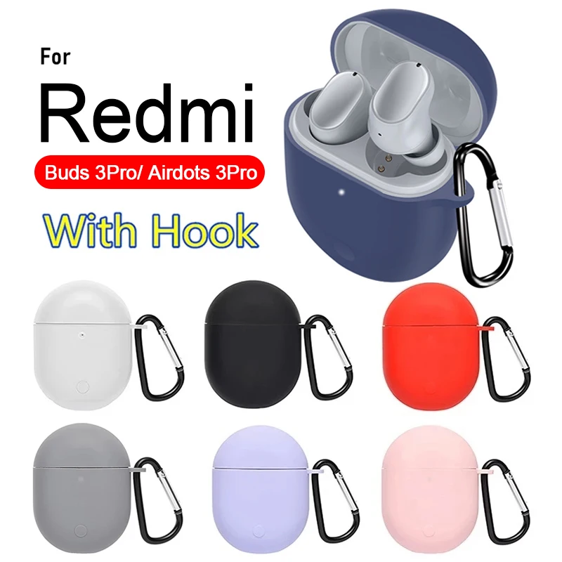 

Earphone Protector for Xiaomi Redmi Buds 3 Pro Airdots 3Pro Wireless Headset Charging Box Anti-drop Soft Silicone Case with Hook