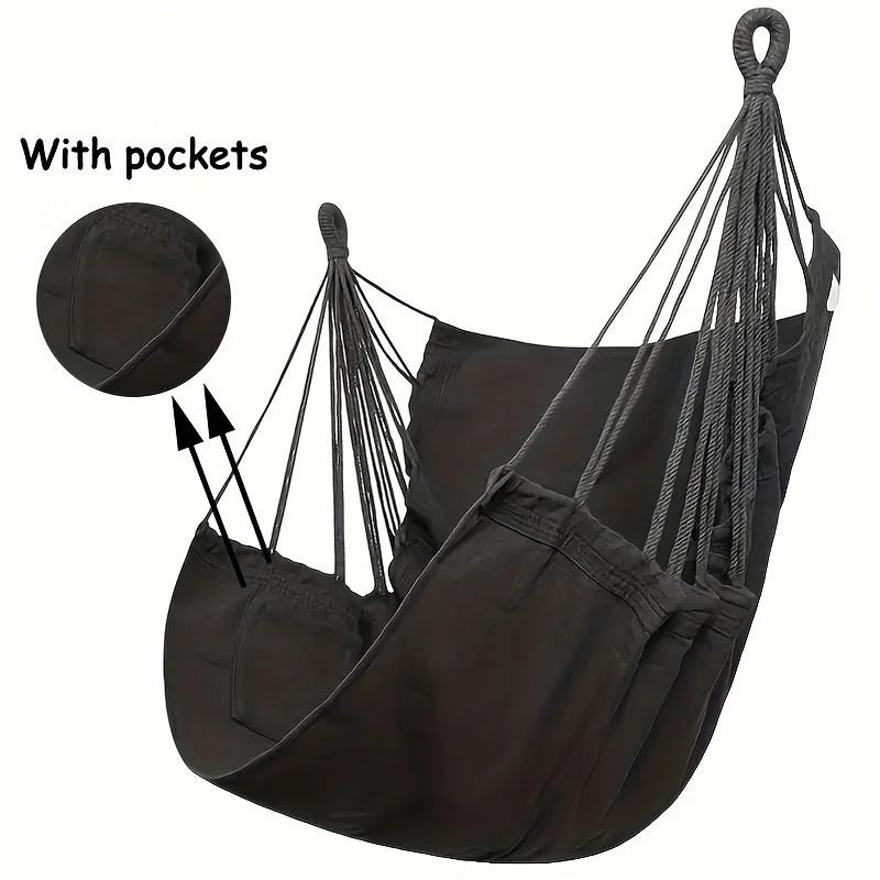 1 PC Comfort Canvas Hammock Chair - Relaxing College Dorm Swing, Sturdy Two Tie Ropes, Suitable for Indoor/Outdoor Use 2