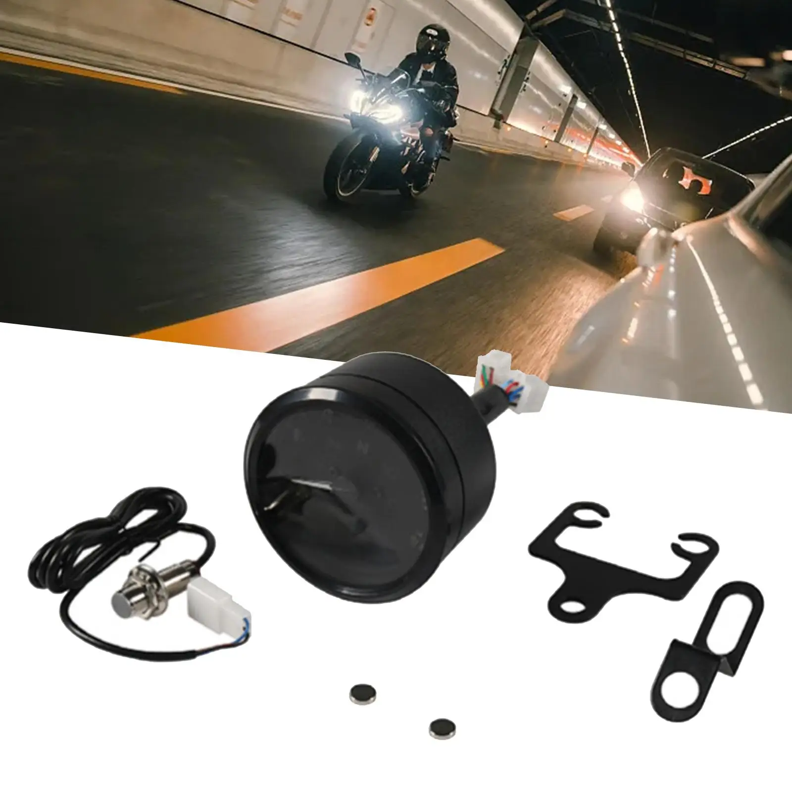 

Motorcycle Odometer Tachometer Black Easily Install Modification Accessory