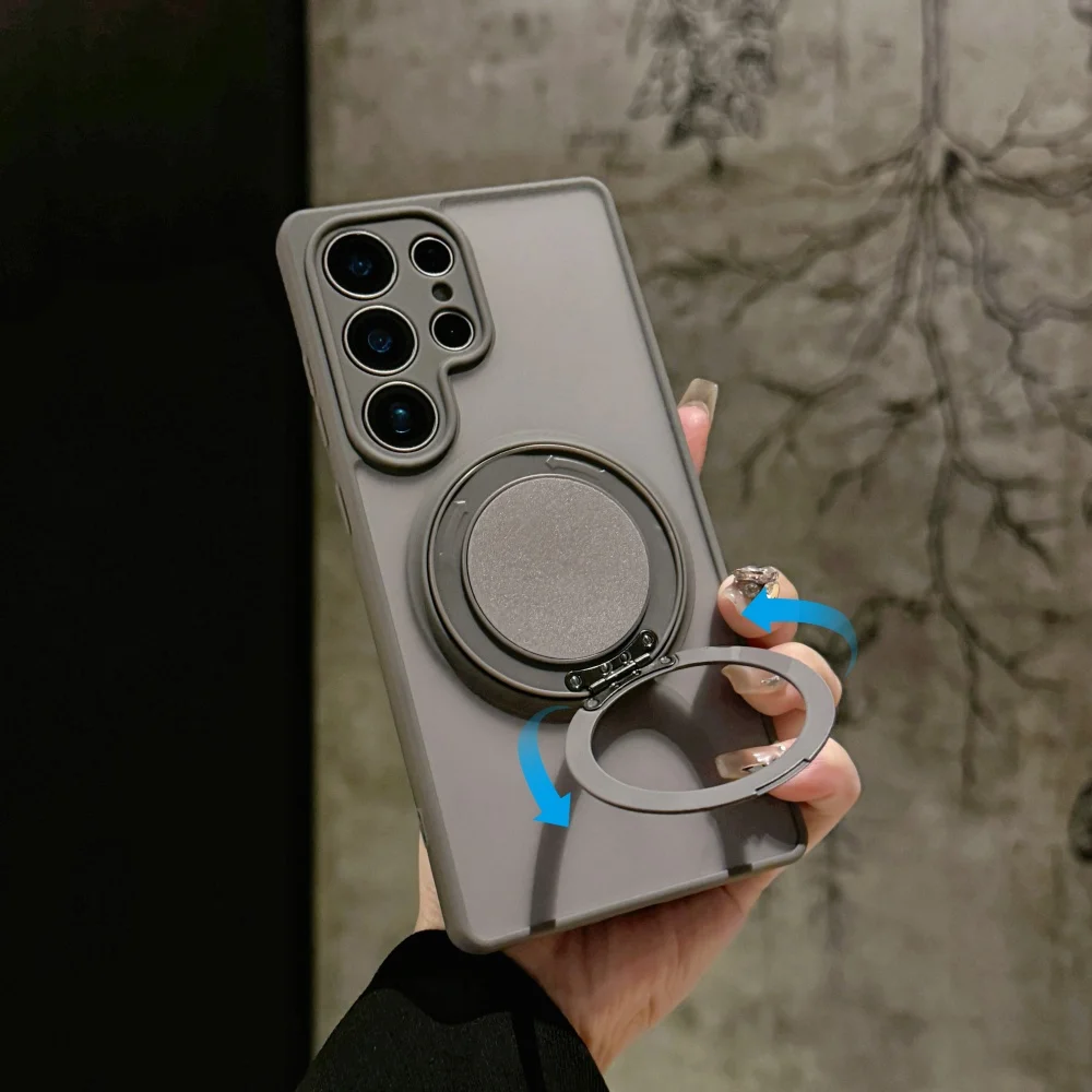 Magnetic Ring Holder Matte Case with Magsafe Stand Cover