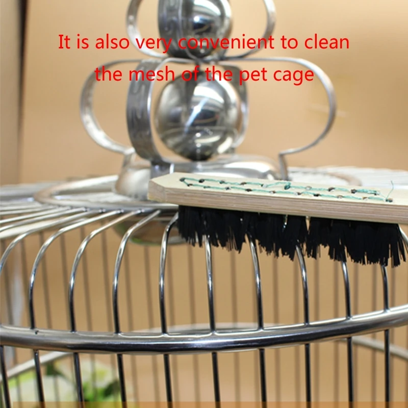 Bird Cage Cleaning Brush Bamboo Long Handle Moderate Hardness Bristles