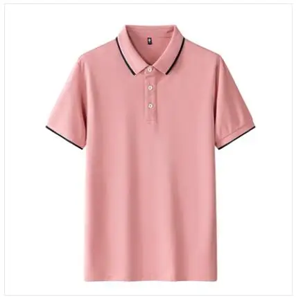 2025 New Male Short Sleeve Lapel Polo Shirt Black / White