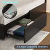 California King Bed Frame with 4 Storage Drawers, LED Light Platform Bed Cal King Size with Charging Station, Bed Frames 4