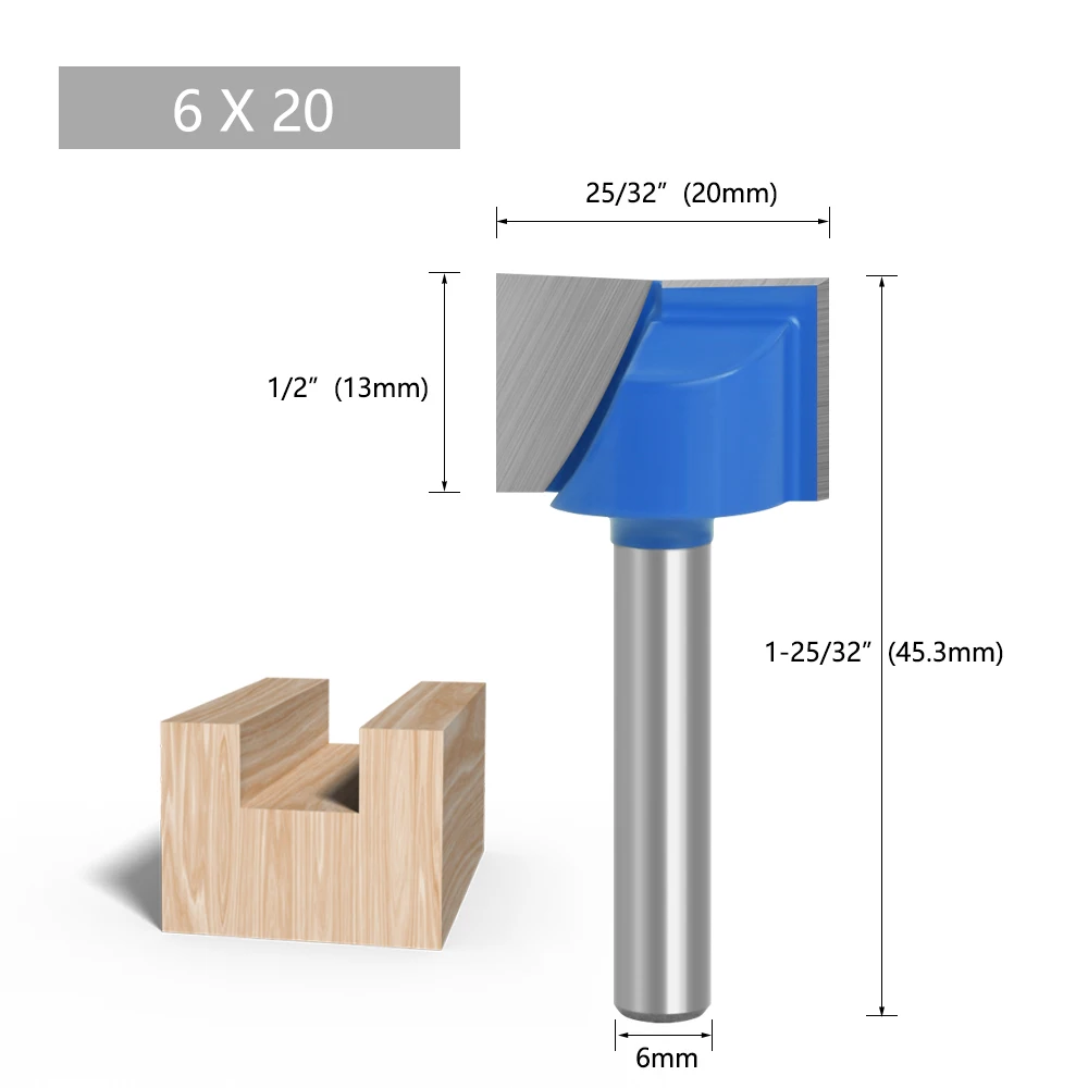LAVIE 1pc 6mm Cleaning Bottom Bit Straight Router Bit Set Clean Milling Cutter Woodworking Power Machine-C C06006