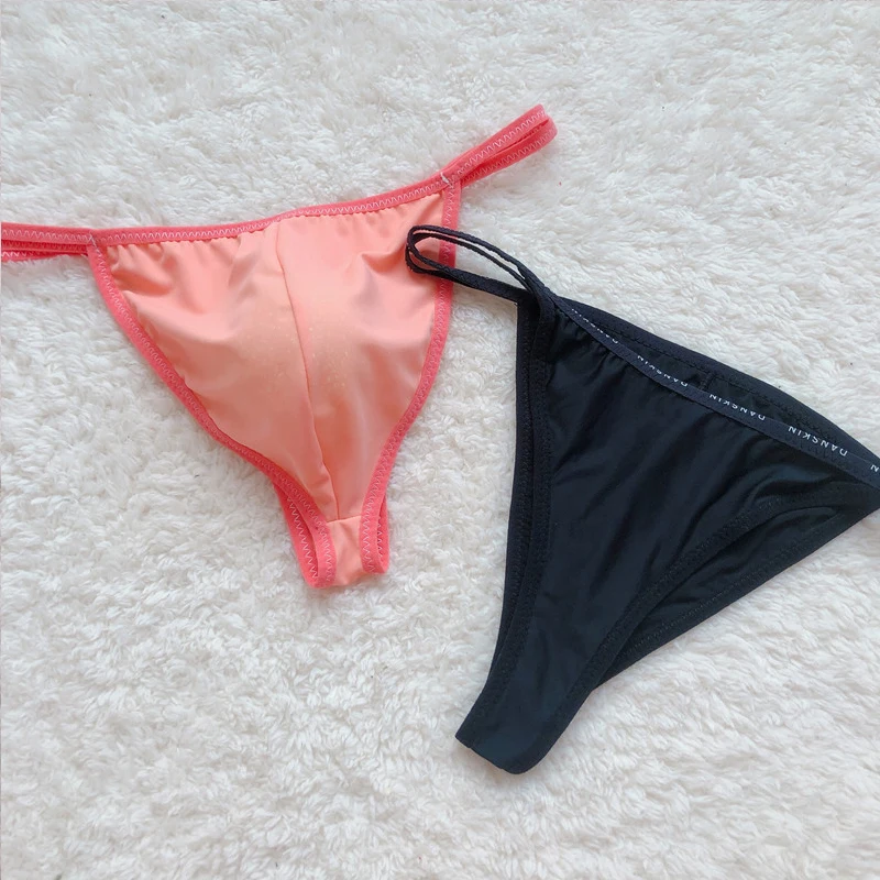 Sexy Ice Silk Men'S Thong Solid Color G-String Panties Breathable Thin Bag Bulge Pouch Male Brief Mens Underwear Large Underpant