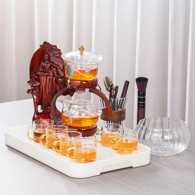Creative Buddha Statue Glass Tea Set Automatic Teapot Tea Heat-resistant Kungfu Drinking Make Injection
