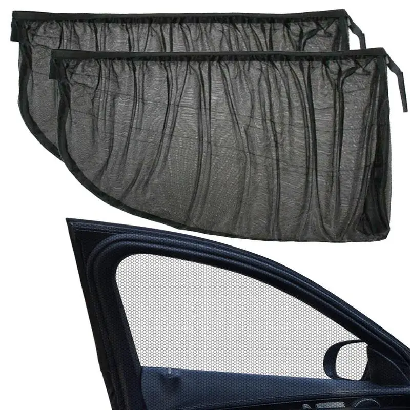 2Pcs Car Window Sunshade Breathable Thermal Insulation Car Side Window Sun Shade Curtains Auto Mosquito Clear Rear View Mirror