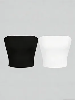 Two women's strapless blouses, sleeveless backless halter-neck summer sexy short-sleeved blouses 1