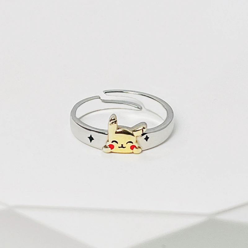 thumbnail image 1 of Anillo de Pokémon Pikachu con pegamento de gota de dibujos animados, anillo de dedo índice, anillo de oro periódico de Anime para niños, regalo de juguete, 1 of 4