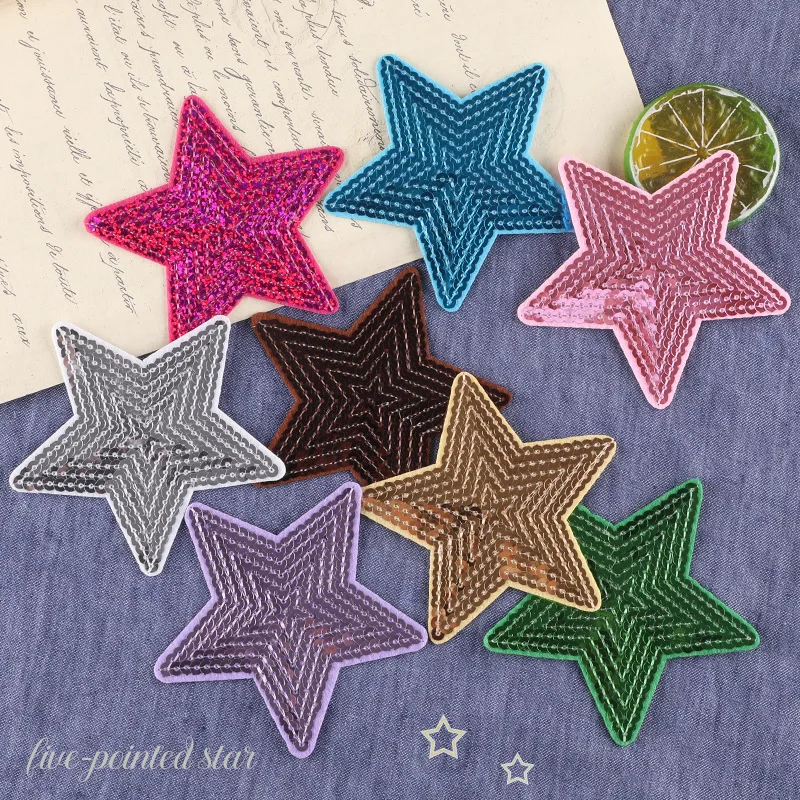 1pc Five-pointed Star & Rhinestone Decorative Fabric Patch (iron-on)