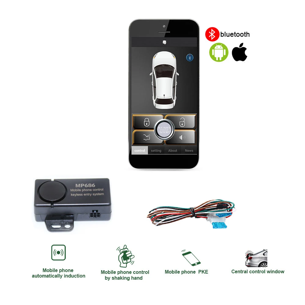 

PKE Smart Key Car Alarm System With Remote central locking Start Stop Push Button Passive Keyless Entry MP686