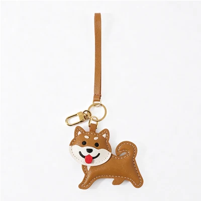 Handgefertigter Echtleder-Tokyo-Shiba-Inu-Taschenanhänger, niedlicher Hundeschlüsselanhänger mit Geschenkbox