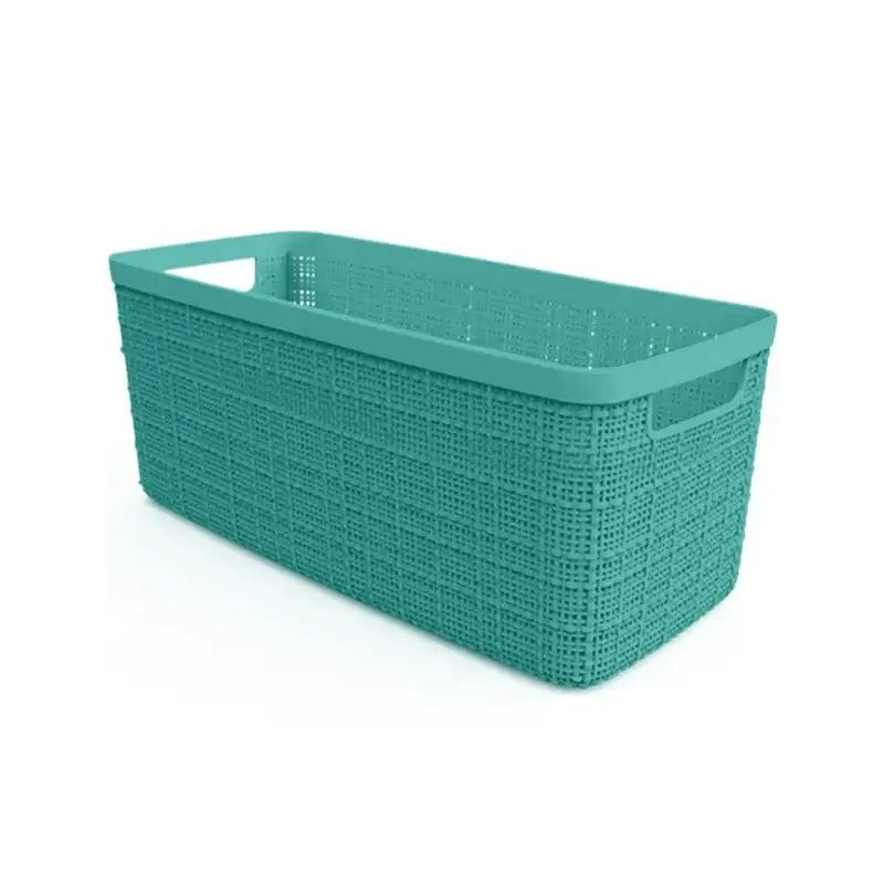 

Small Long Half Bin, Plastic Storage Basket, Aqua Slate