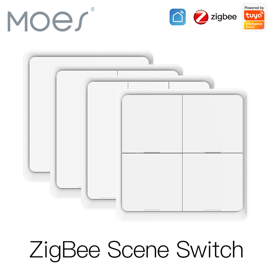 Moes ZigBee Wireless Scene Switch 12 control modes Handheld Push Button 2MQTT Setup Home Automation Scenario Tuya Smart Devices