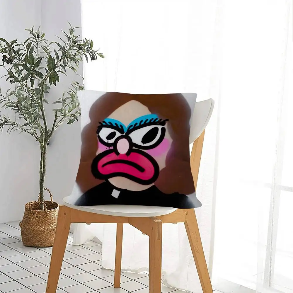 애니메이션 olaolu slawn art 베개 쿠션 커버 베갯잇 거실 소파 홈 장식 맞춤형