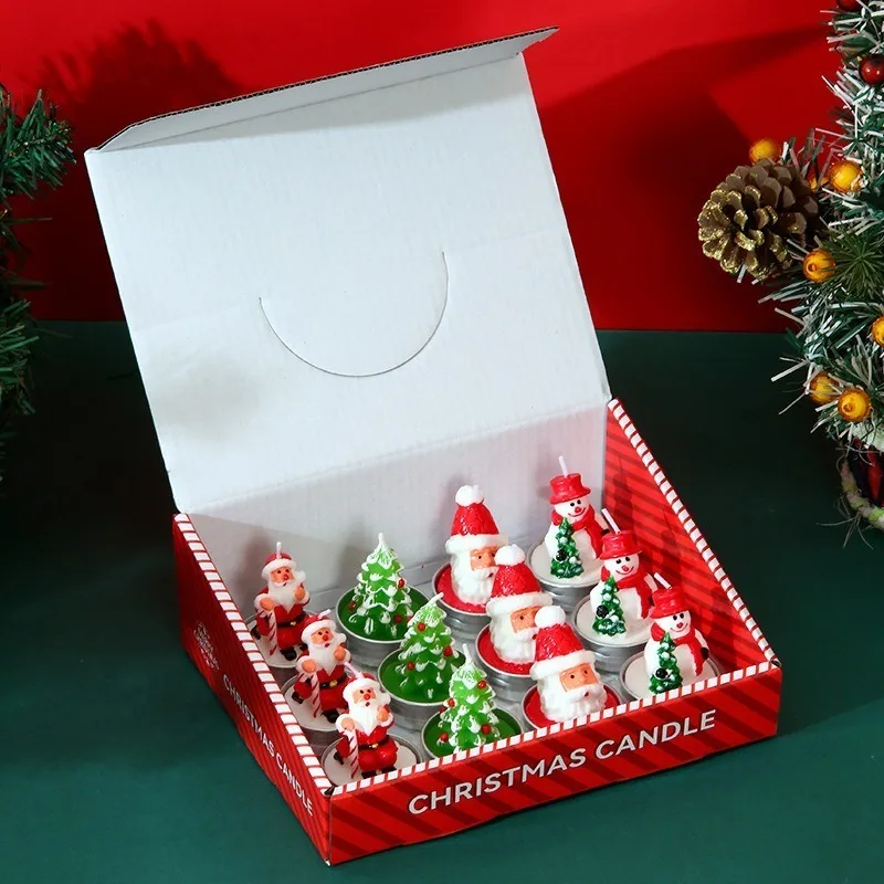 12PCS Smokeless Christmas Atmosphere Candles - Decorative Scented Candle Set