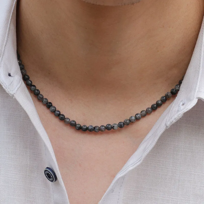 Stilvolle natürliche 4 mm Tigeraugen Lavastein Halskette Männer 18 Zoll Halsband Heilung Schmuck Hals Zubehör Geschenk für Ihn