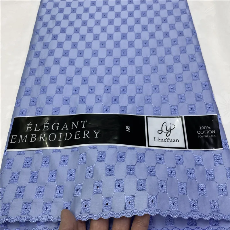 

5 ярдов, нигерийская 100% хлопковая полированная атласная вышитая ткань, Высококачественная швейцарская вуаль, кружевной материал для мужчин, Дубайский стиль 14L362810