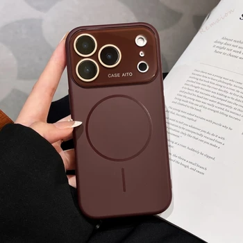 Big Window Liquid Silicone Phone Case For iPhone 17 Air 16 15 14 Plus 12 13 16 Pro Max Magsafe Official Soft Protector Cover