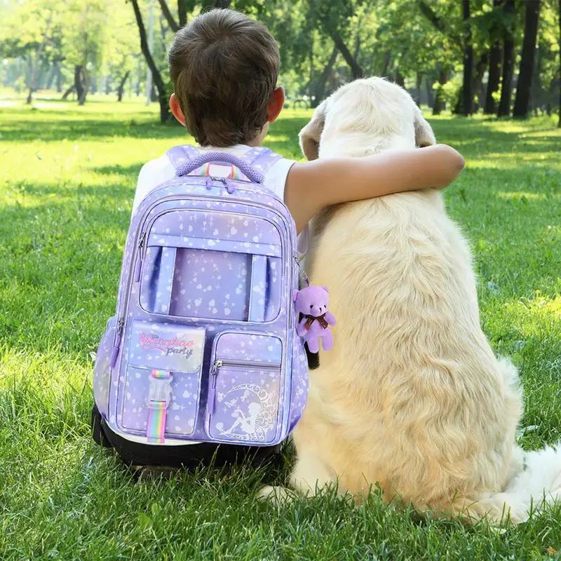 Bear Backpack For Girls Cute Bear Princess Breathable Kids Backpack 18inch Large Capacity Spine Protection Backpacks For School 4