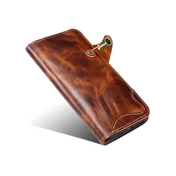 Denior Luxury Oil Wax Genuine Leather Sim Wallet Phone Case - Galaxy S23 (Brown)