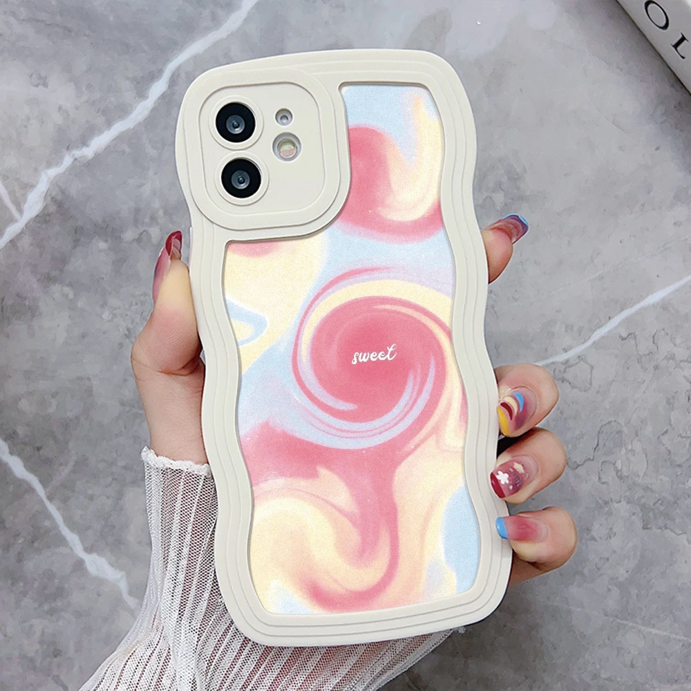 thumbnail image 1 of Funda Love Heart Curly Wave para iPhone 15 Fundas iPhone 11 12 13 14 16 Pro Max 7 8 Plus SE X XR XS Funda suave a prueba de golpes, 1 of 5