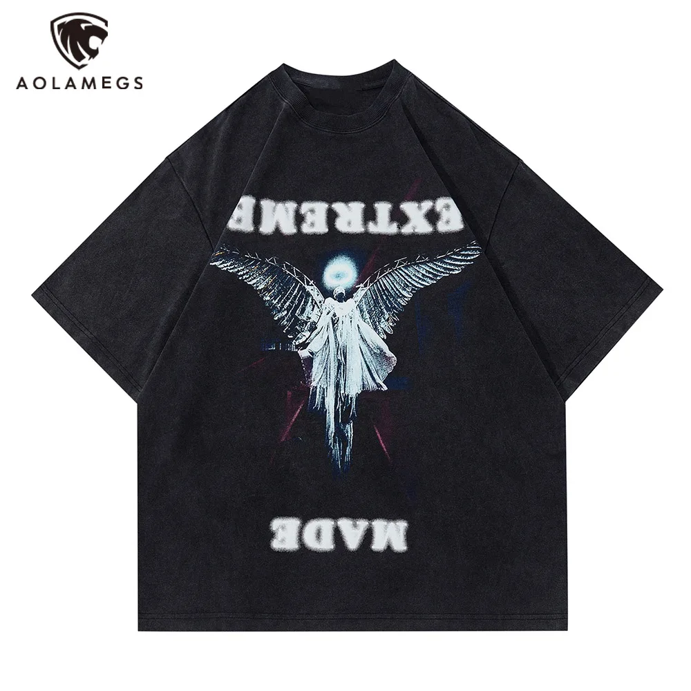 

Spring New Men's T-Shirt Harajuku Angel Graphic T Shirt Summer Fashion Hip Hop Vintage Tees Male Casual High Street Streetwear