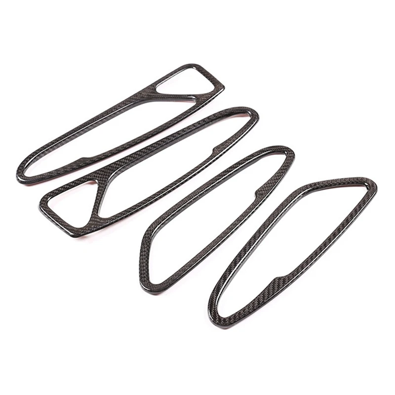 

4 Piece Car Door Interior Handle Frame Dry Carbon Fiber Trim Accessories For Alfa Romeo Stelvio 2017 2018 2019