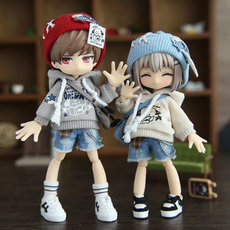New Ob11 Doll Fashionable Bf style set With Denim shorts Doll Clothes For Penny, Nendoroids Ob11, Mollys, Obitsu 11 2