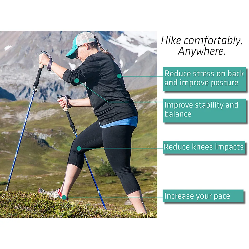 [Antushop] Năm-Phần Kính Thiên Văn Gấp Trekking Stick Cắm Trại Đi Dã Ngoại Gậy Đi Bộ Hợp Kim Nhôm Leo Núi EVA Siêu Nhẹ Ngoài Trời Nạng