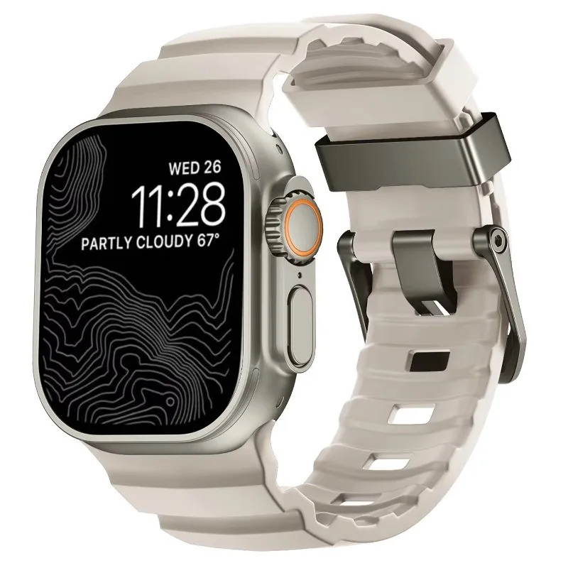 Luminous Sport Silicone & Titanium Metal Watch Band Bracelet