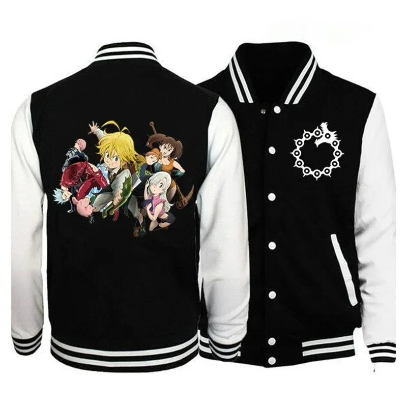 

Hot New Japan Anime The Seven Deadly Sins Baseball Jacket Unisex Casual Cotton Long Sleeve Baseball Jersey Coats Tops