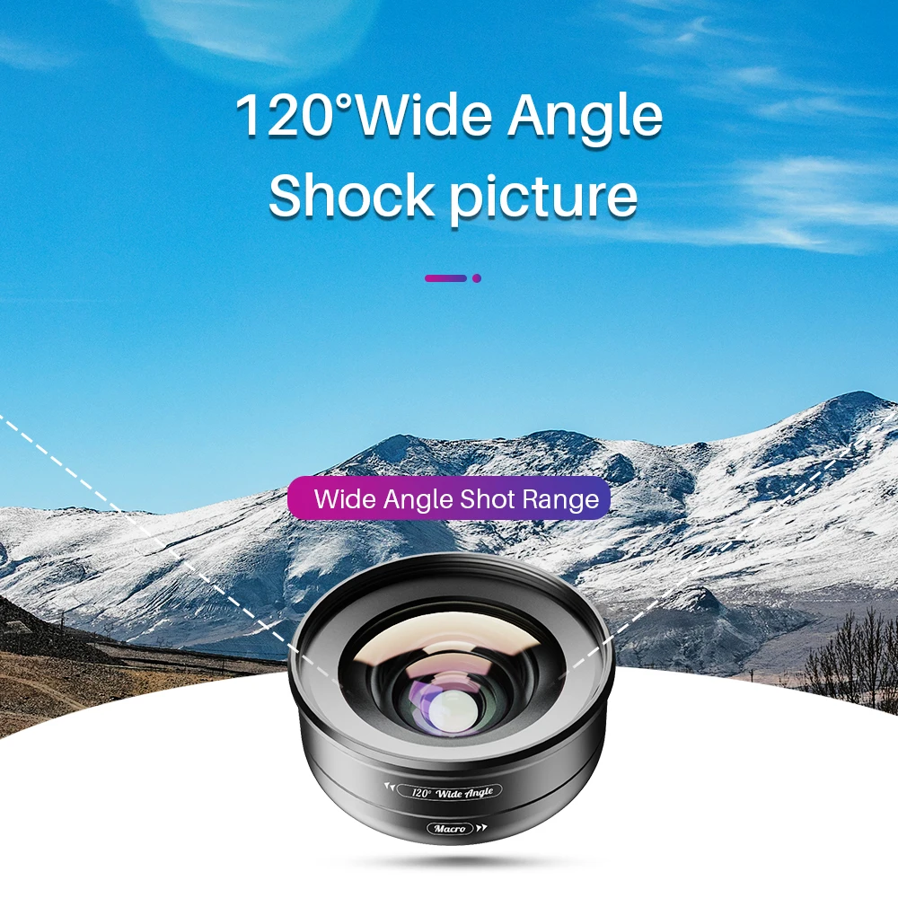 APEXEL 2 in 1 Lens 4K 120 Degree Super Wide Angle 10x lens macro photography iPhone Samsung xiaomi Realme All Cellphone wide angle conversion lens