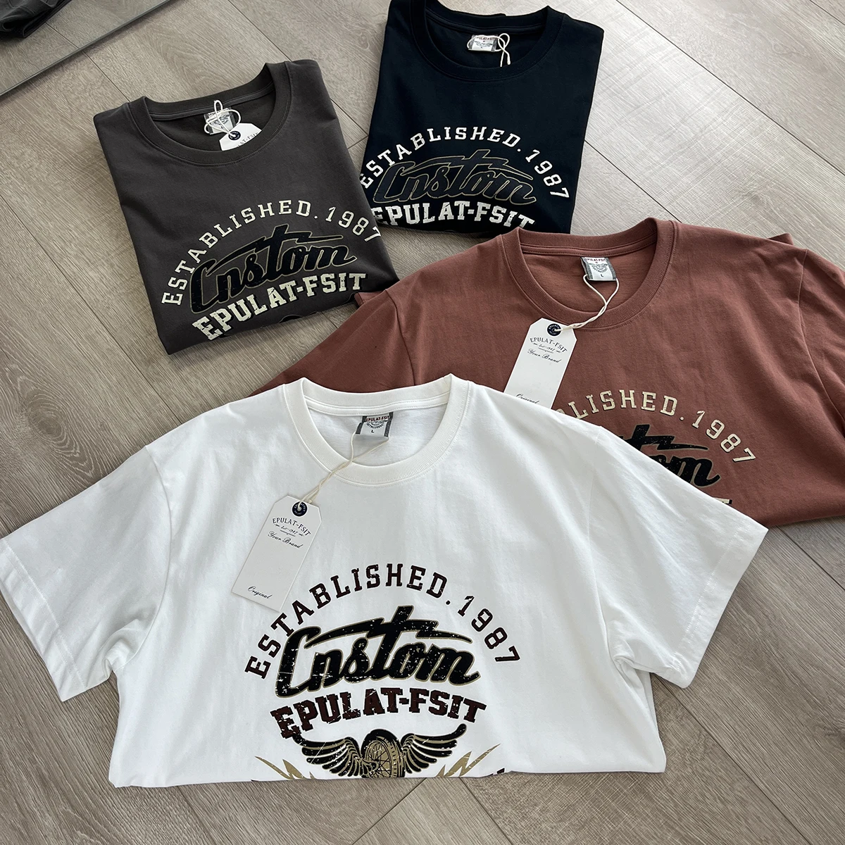 2025 Summer New American Retro Short Sleeve O-neck Letter Printed T ...
