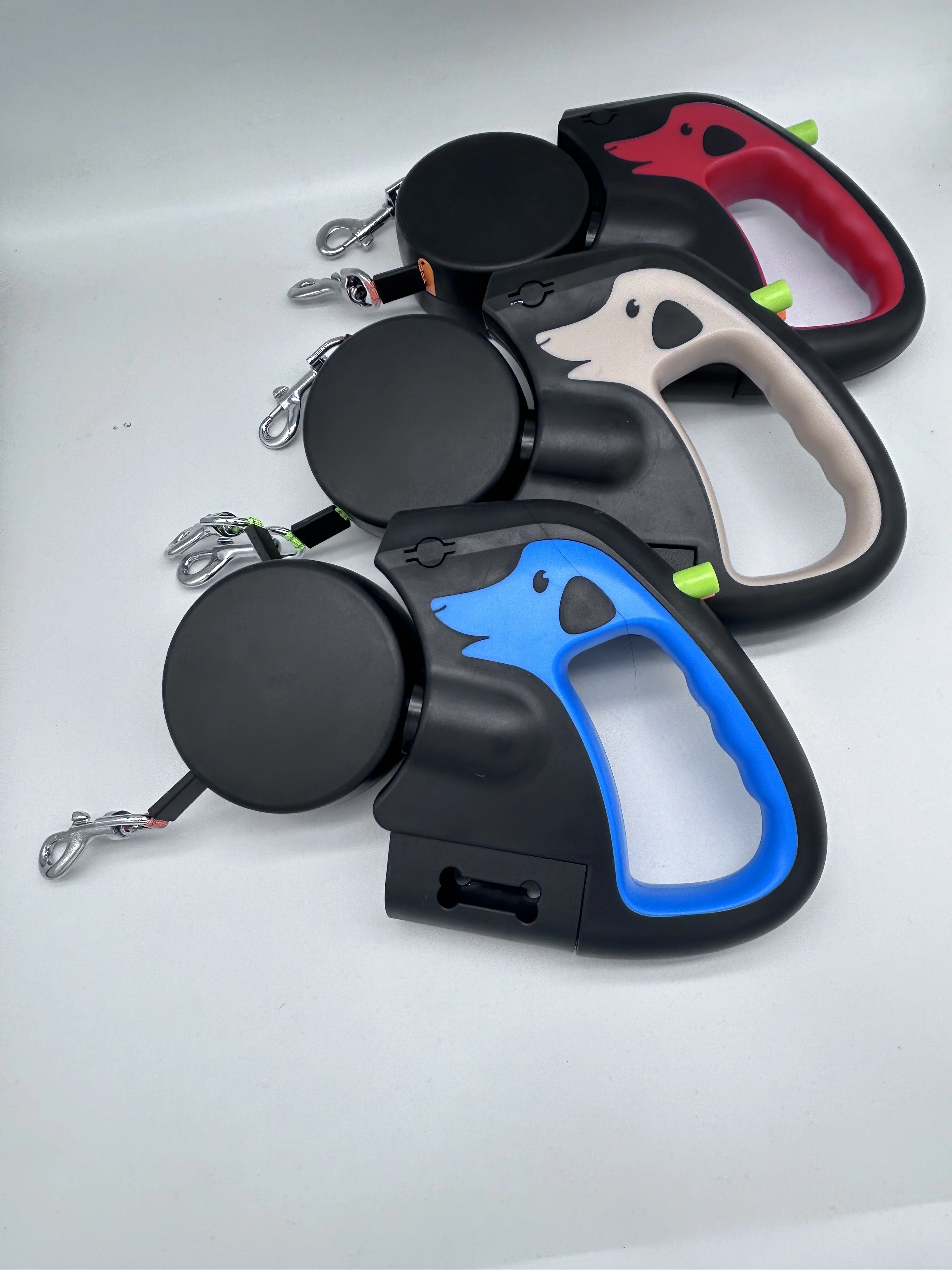 New automatic retractable leash USB charging LED flashlight one drag two double head dog walking leash dog chain
