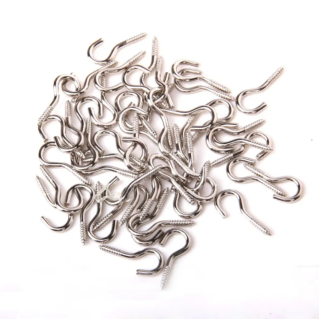 

50Pcs Screw Cup Hook Eye for Curtain Thread Net Wire Home Organizer