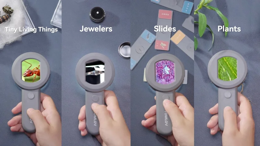 TOMLOV P10 Microscope à main pour enfants Loupe de poche 100X avec lumière Loupe de bijoutier portable avec loupe d'écran  1420