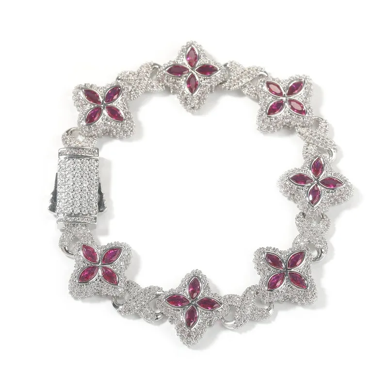 Buntes Blumen-Zirkon-Armband, mehrfarbiges Kristall-Armband, florale Unendlichkeitskette, Statement-Schmuck für Frauen, Party-Geschenke – Detail 9