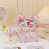 Women Girls Cute Transparent Clear PVC Watermelon Strawberry Fruits Lips Full Printed Summer Cosmetic Makeup Bag Cosmetic Zipper 2