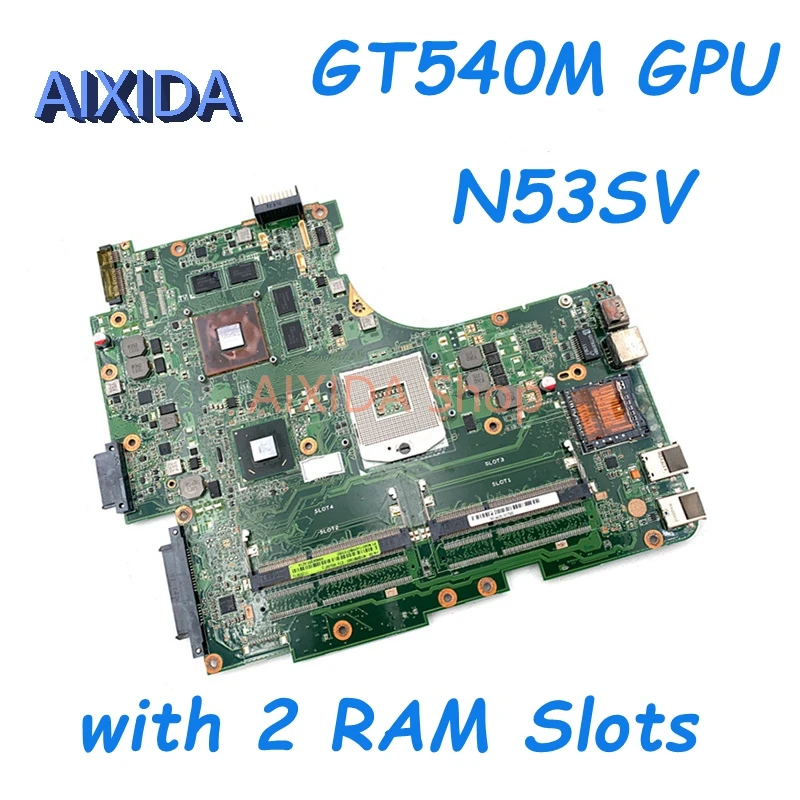 

AIXIDA Original N53SV For ASUS N53S N53SN N53SM Laptop Motherboard GT540M GPU with 2 RAM Slots HM65 Main board Full Tested