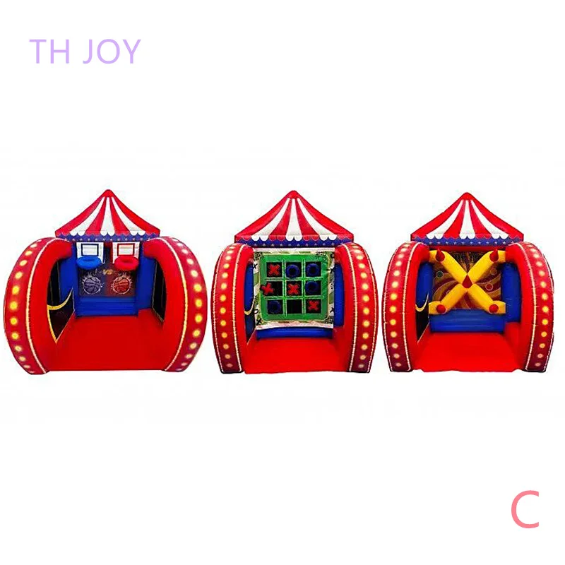 4 in 1 inflatable carnival games,2024 newest carnival games soccer dart knock down bundle for party 4